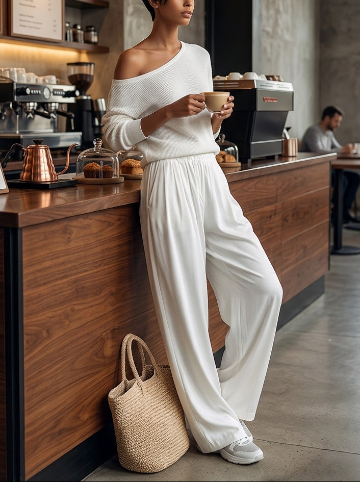Adele™ One-Shoulder Top and Wide Leg Pants Set