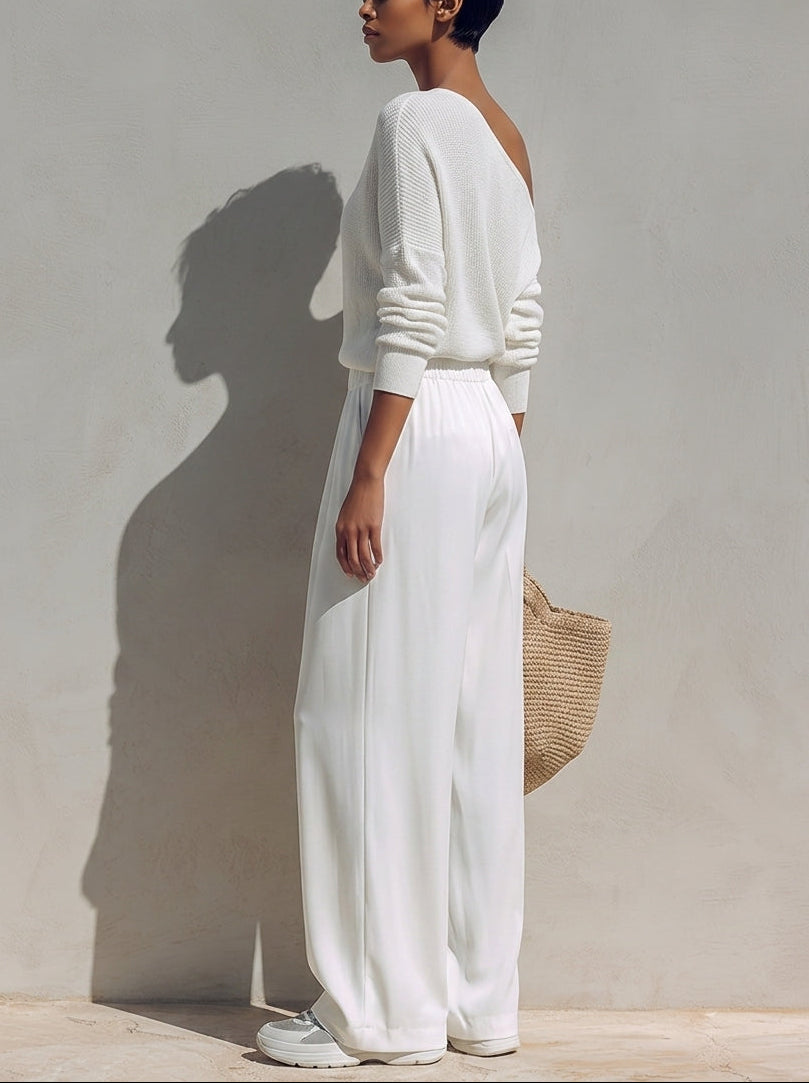 Adele™ One-Shoulder Top and Wide Leg Pants Set