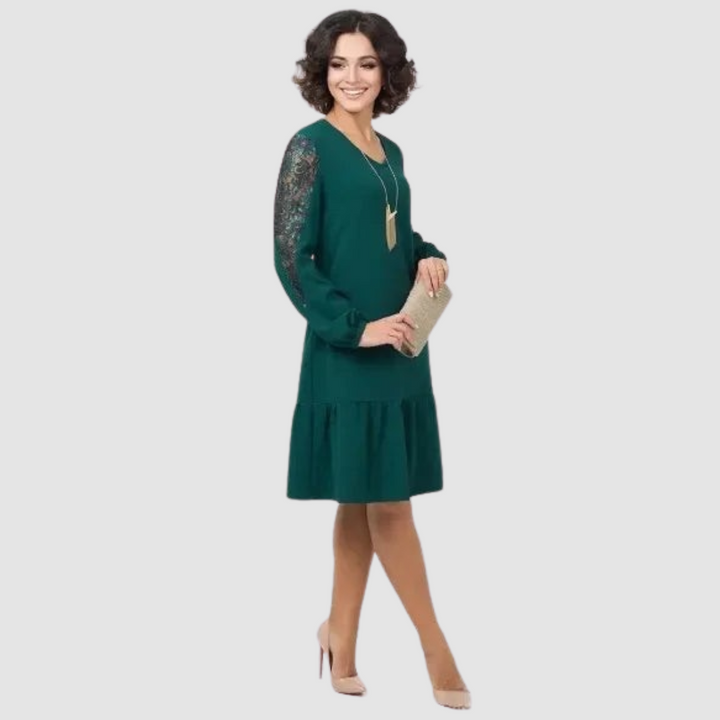Mina™ Elegant Lace Sleeve Midi Dress