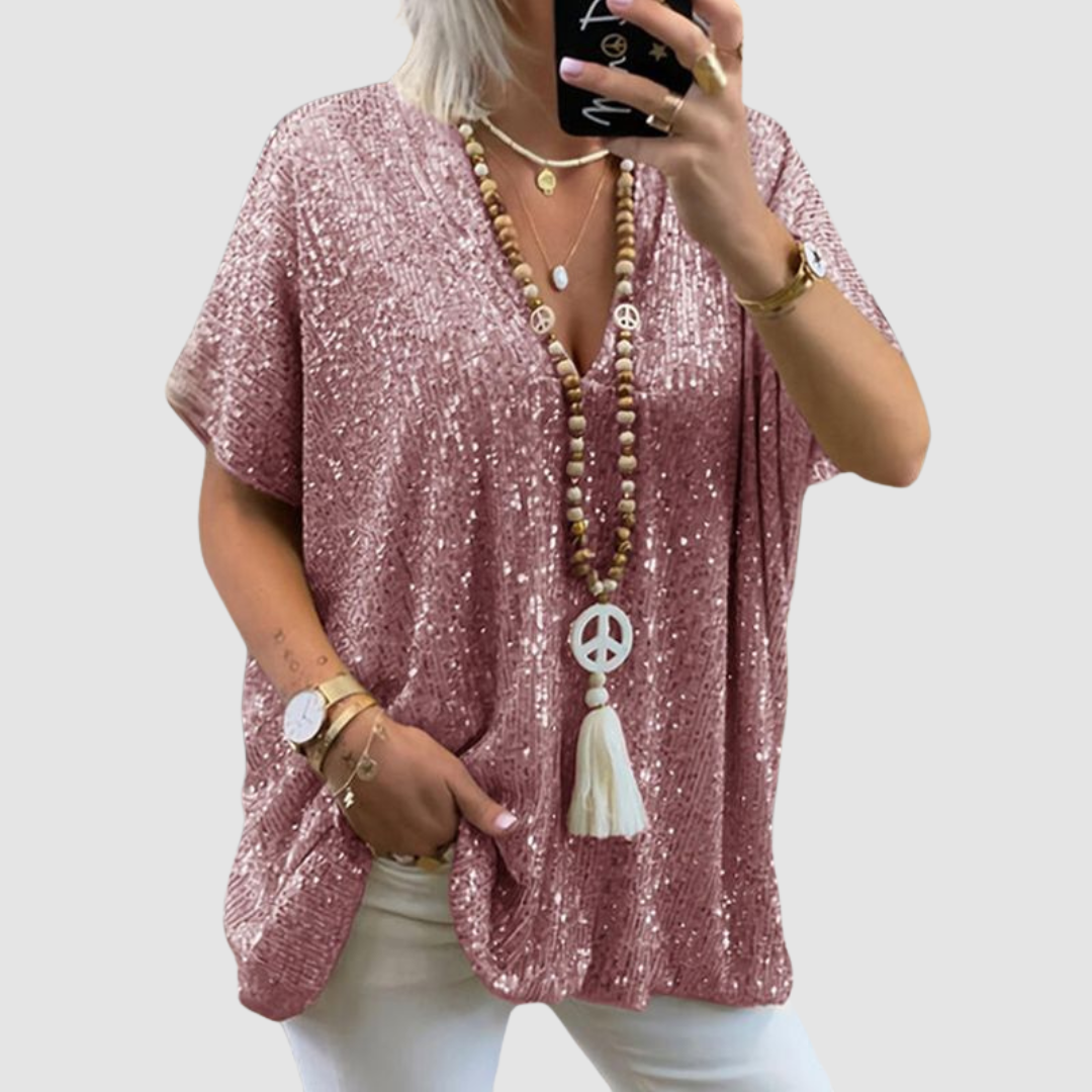 Fayne™ V-Neck Sequin Top