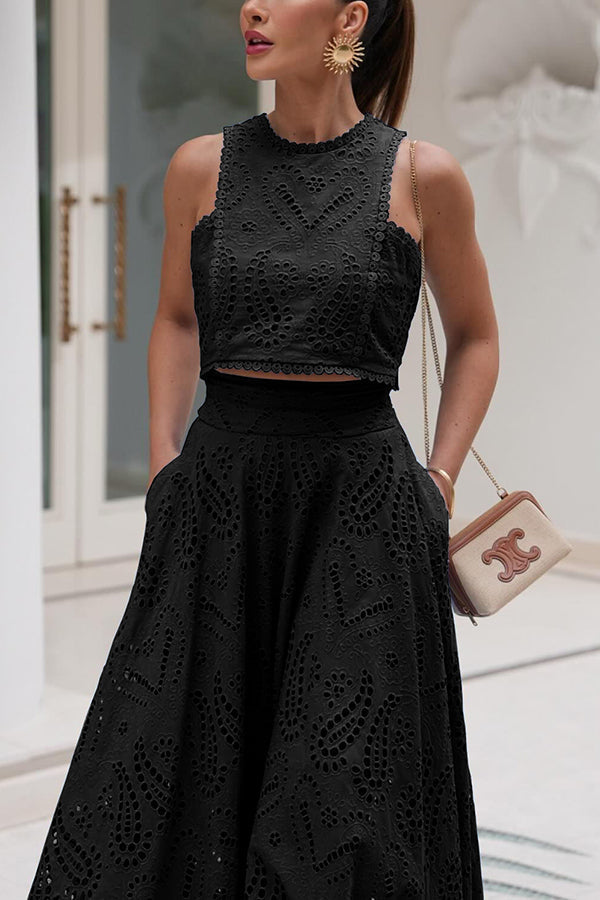 Larissa™ Embroidered Top & High-Waist Maxi Skirt Set