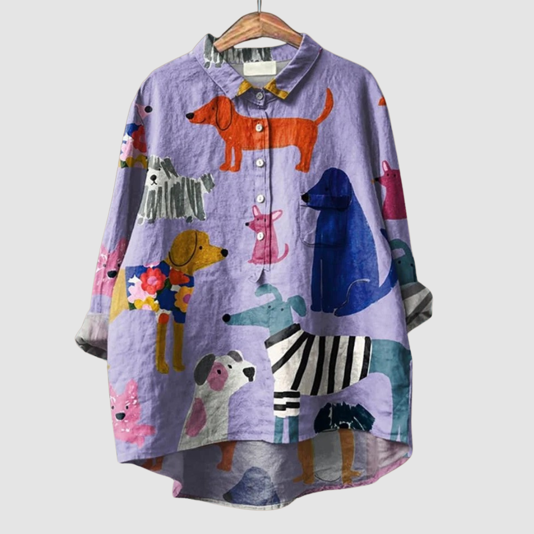 Kathleen™ Dog printed loose shirt