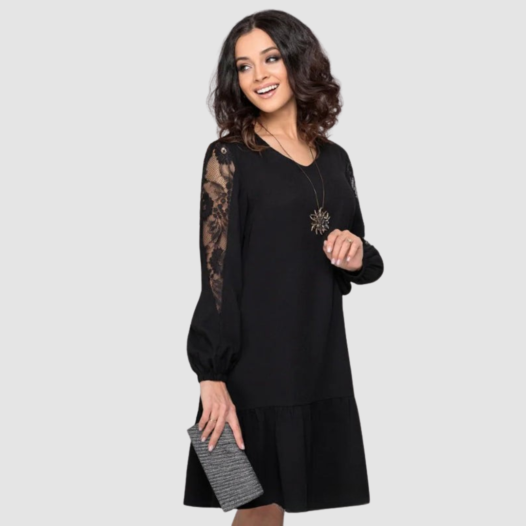 Mina™ Elegant Lace Sleeve Midi Dress