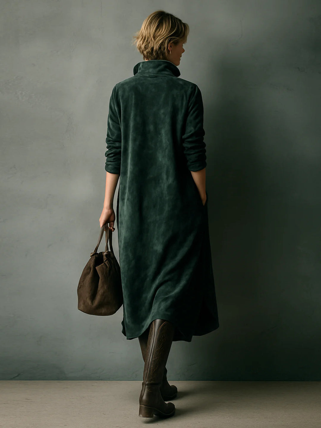 Elvira™ Relaxed Velvet Dress with Pockets