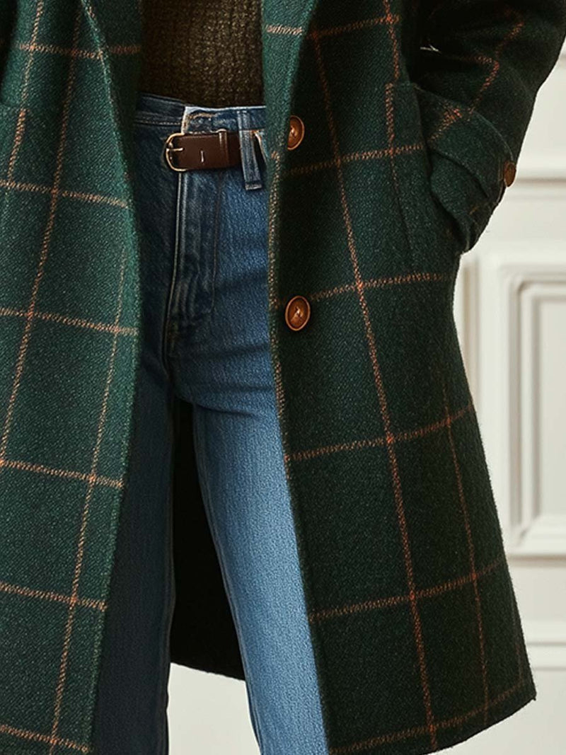 Kayla™ Retro Plaid Tweed Coat
